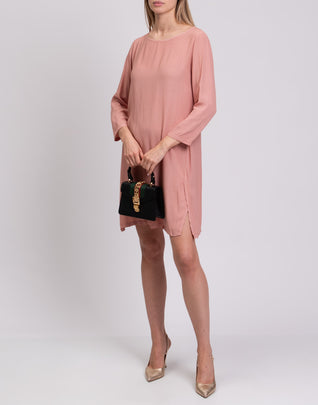 RRP €270 FEMME By MICHELE ROSSI Crepe Sheath Dress Size L Made in Italy