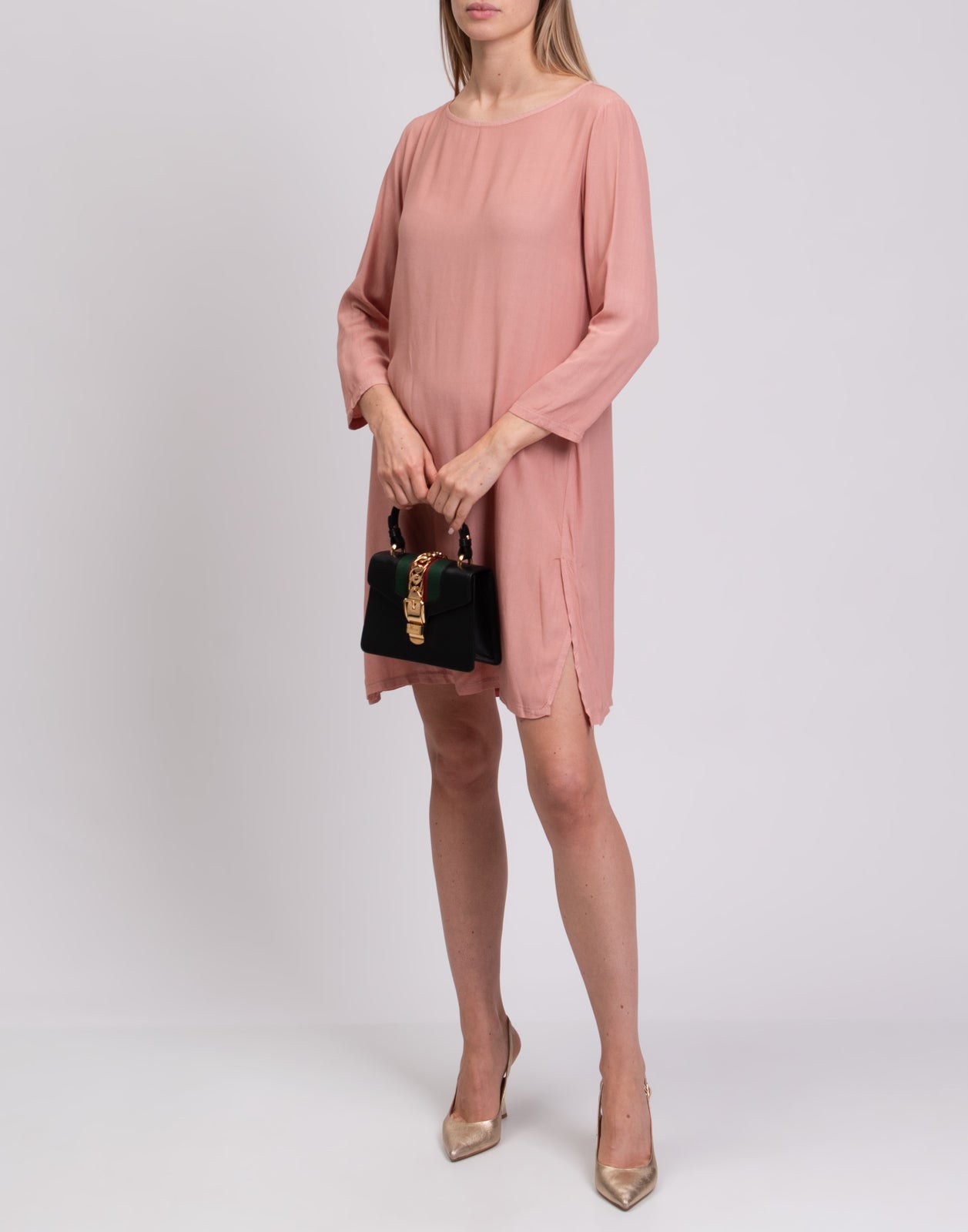 RRP €270 FEMME By MICHELE ROSSI Crepe Sheath Dress Size L Made in Italy gallery main photo
