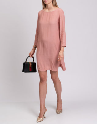 RRP €270 FEMME By MICHELE ROSSI Crepe Sheath Dress Size L Made in Italy