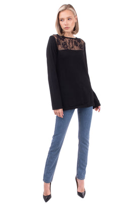 RRP €120 JOLIE By EDWARD SPIERS Jumper Size S Lace Yoke Made in Italy