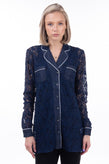 RRP €105 8 Lace Shirt Size M Denim Parts Contrast Trim Made in Italy gallery photo number 1