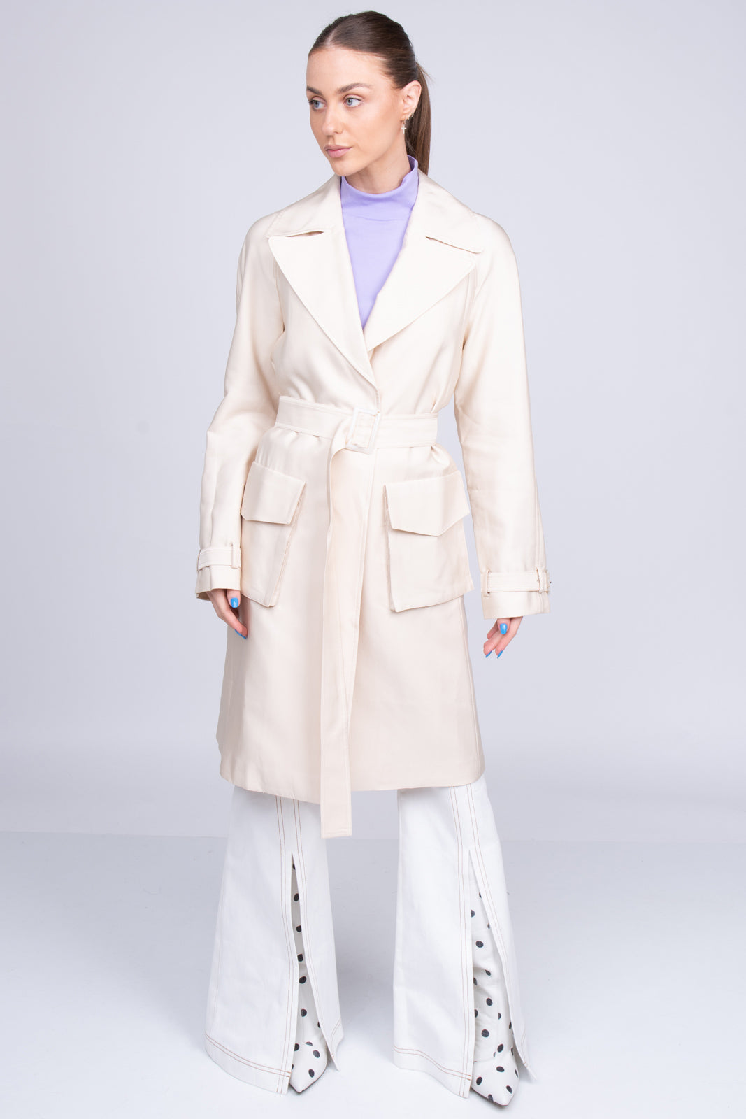 8 Wrap Trench Coat US10 IT46 RRP €215 Beige Belted gallery main photo