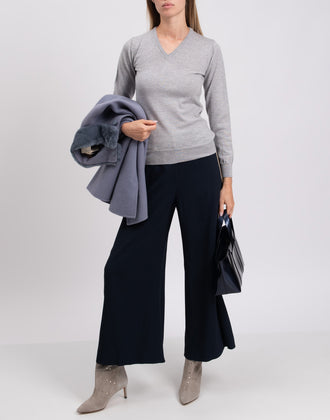 8 Wool Jumper Size XS Melange Effect Thin Crew Neck Made in Italy gallery photo number 2