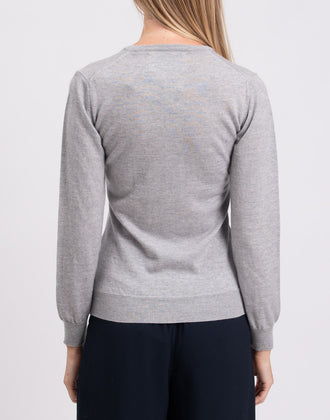 8 Wool Jumper Size XS Melange Effect Thin Crew Neck Made in Italy gallery photo number 6