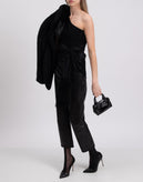 RRP €405 CINQ A SEPT Top Blouse Size S Fringe Satin Hem Knot Front One Shoulder gallery photo number 3
