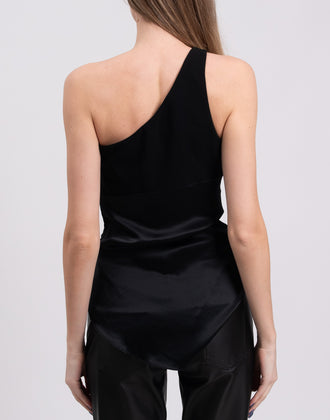 RRP €405 CINQ A SEPT Top Blouse Size S Fringe Satin Hem Knot Front One Shoulder gallery photo number 6