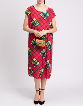RRP €260 CARLA G. Shift Dress Size IT 42 / S Patterned Split Hem Made in Italy