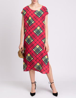 RRP €260 CARLA G. Shift Dress Size IT 42 / S Patterned Split Hem Made in Italy