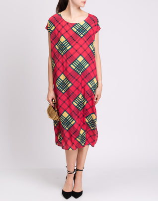 RRP €260 CARLA G. Shift Dress Size IT 42 / S Patterned Split Hem Made in Italy