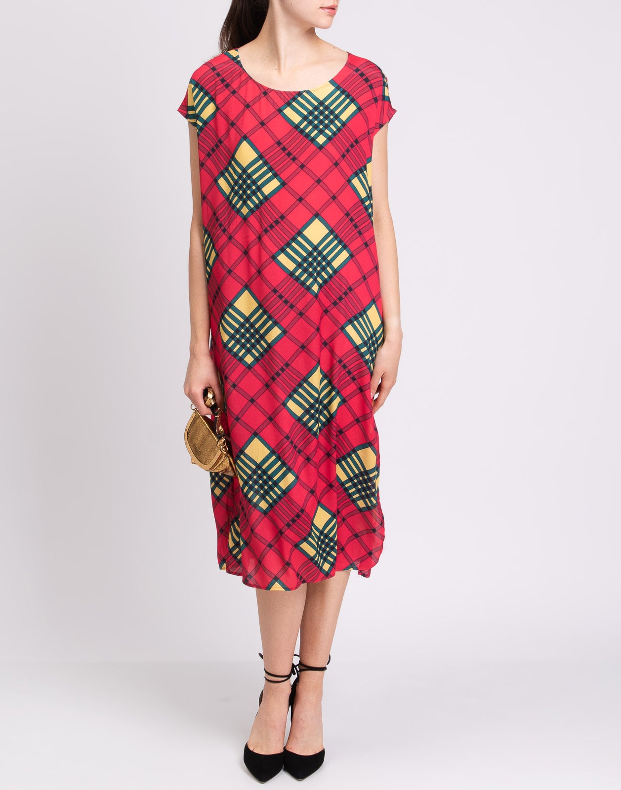 RRP €260 CARLA G. Shift Dress Size IT 42 / S Patterned Split Hem Made in Italy gallery main photo