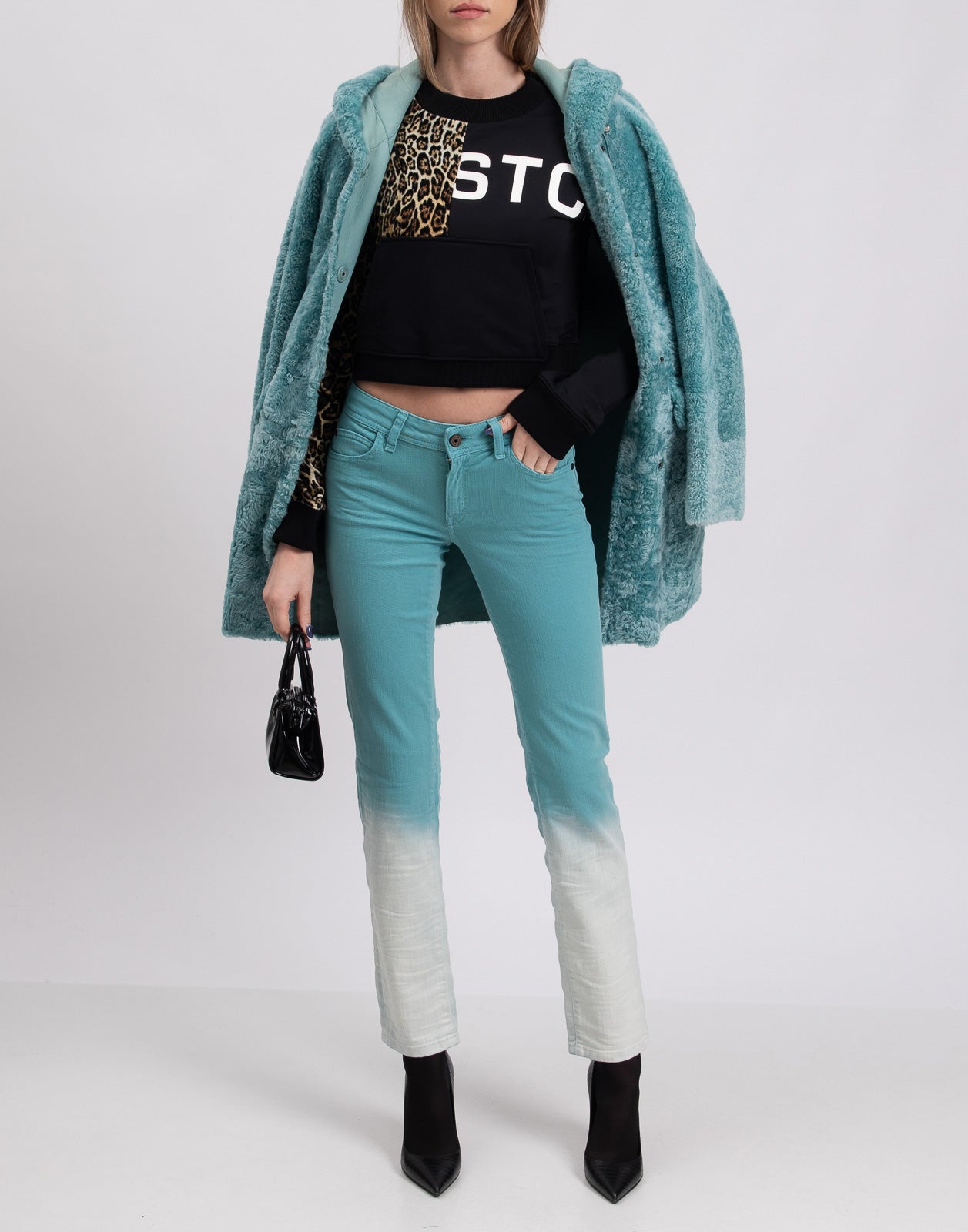 RRP €250 JUST CAVALLI Jeans W26 Stretch Light Crumpled Dip Dye Zip Fly Slim Fit gallery main photo