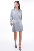 RRP €220 TOPSHOP UNIQUE Silk Satin Flare Dress Size UK 14 Patterned Split Hem gallery photo number 4