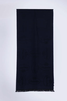 CHURCH'S Wool Long Scarf RRP$310 Logo Jacquard Frayed Edges Made in Italy gallery photo number 6