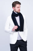 CHURCH'S Wool Long Scarf RRP$310 Logo Jacquard Frayed Edges Made in Italy gallery photo number 2