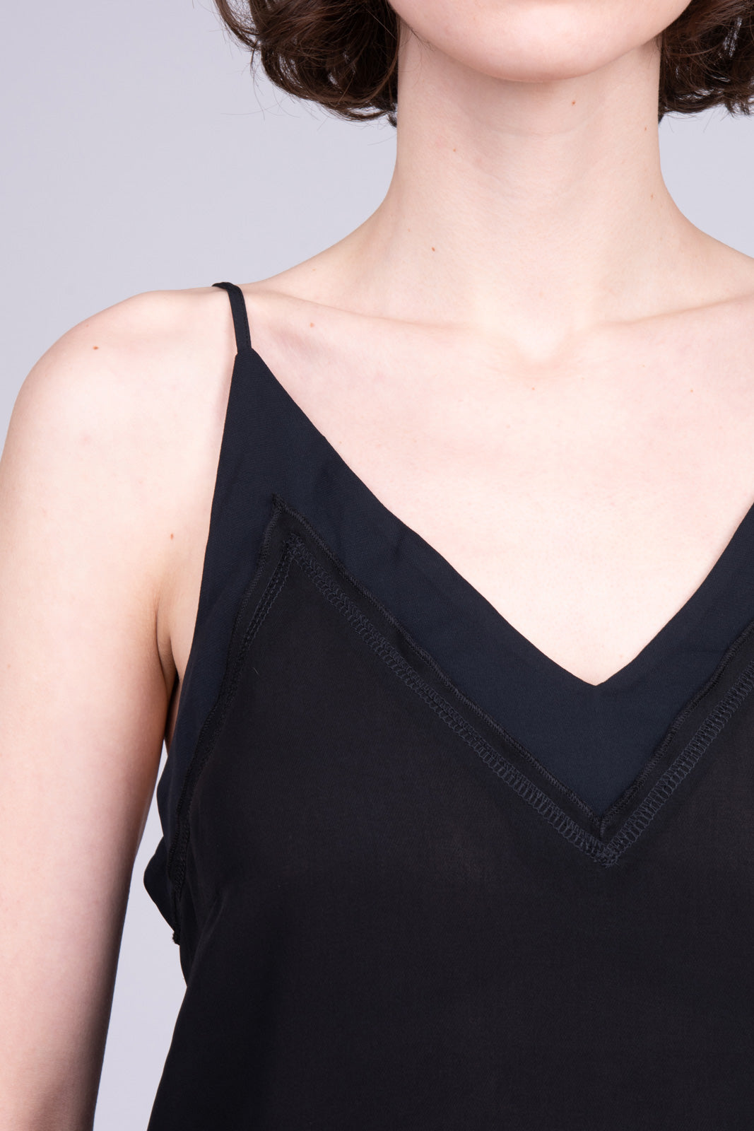 RRP 145 BY MALENE BIRGER Crepe Cami Top Size EU 34 XS Black See Through