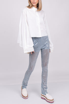RRP €515 WE11DONE Glitter Sky Trousers Size M Stretch Partly See Through Zipped gallery photo number 1