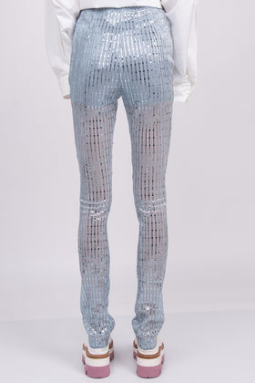 RRP €515 WE11DONE Glitter Sky Trousers Size S Stretch Partly See Through Zipped gallery photo number 3