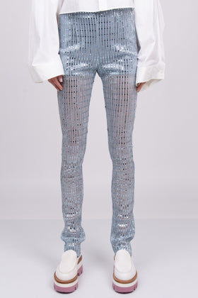 RRP €515 WE11DONE Glitter Sky Trousers Size S Stretch Partly See Through Zipped gallery photo number 4