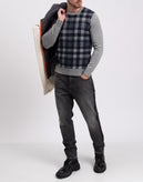 8  Jumper Size M Wool Blend Plaid Pattern Melange Crew Neck gallery photo number 1