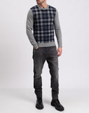 8  Jumper Size S Wool Blend Plaid Pattern Melange Long Sleeve Crew Neck gallery photo number 3