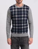 8  Jumper Size S Wool Blend Plaid Pattern Melange Long Sleeve Crew Neck gallery photo number 4