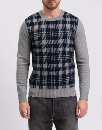 8  Jumper Size S Wool Blend Plaid Pattern Melange Long Sleeve Crew Neck gallery photo number 4