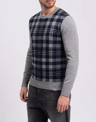 8  Jumper Size S Wool Blend Plaid Pattern Melange Long Sleeve Crew Neck gallery photo number 5