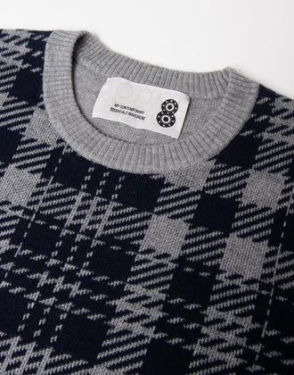 8  Jumper Size S Wool Blend Plaid Pattern Melange Long Sleeve Crew Neck gallery photo number 7