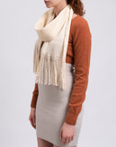 RRP €380 ALYX Stole Scarf Ivory Open Knit Fringe Edges Made in Italy gallery photo number 3