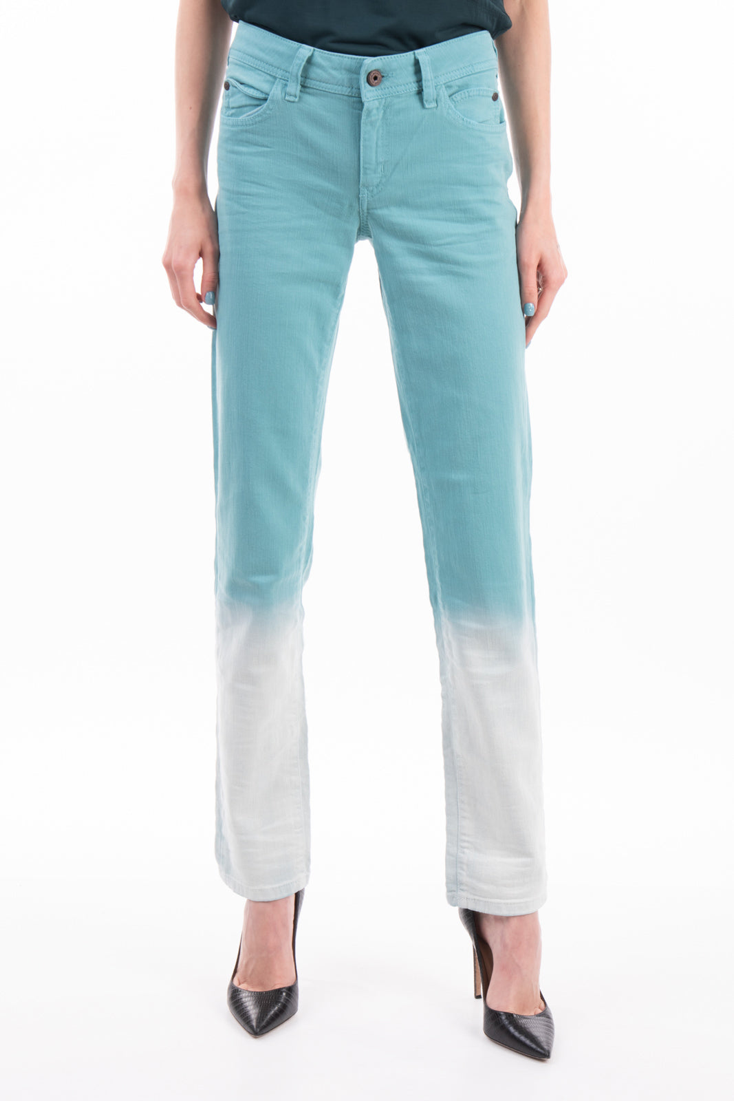 RRP €250 JUST CAVALLI Jeans W27 Stretch Light Crumpled Dip Dye Zip Fly Slim Fit gallery main photo