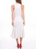 RRP €435 HALSTON HERITAGE Crepe Flounce Dress Size US 2 / XS-S Mesh Trims gallery photo number 5