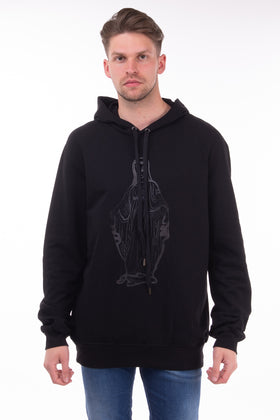 RRP €245 TOM REBL Hoodie Size S Black Coated Alien Saint Mary Made in Italy gallery photo number 3