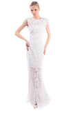RRP€540 RACHEL ZOE Lace Trumpet Wedding Dress Size US 8 / M Open Back Cap Sleeve gallery photo number 1