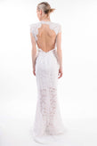RRP€540 RACHEL ZOE Lace Trumpet Wedding Dress Size US 0 XS Open Back Cap Sleeve gallery photo number 3