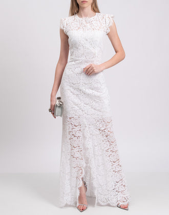 RRP€540 RACHEL ZOE Lace Trumpet Wedding Dress Size US 8 / M Open Back Cap Sleeve gallery photo number 2