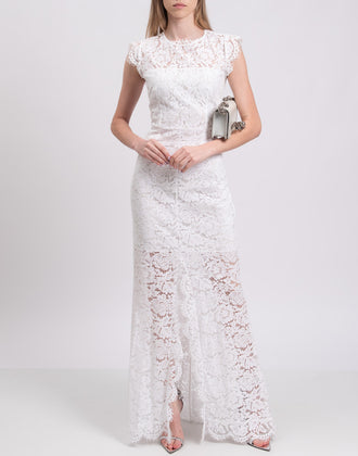 RRP€540 RACHEL ZOE Lace Trumpet Wedding Dress Size US 8 / M Open Back Cap Sleeve gallery photo number 3