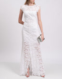 RRP€540 RACHEL ZOE Lace Trumpet Wedding Dress Size US 8 / M Open Back Cap Sleeve gallery photo number 1