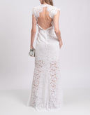 RRP€540 RACHEL ZOE Lace Trumpet Wedding Dress Size US 8 / M Open Back Cap Sleeve gallery photo number 4