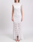 RRP€540 RACHEL ZOE Lace Trumpet Wedding Dress Size US 8 / M Open Back Cap Sleeve gallery photo number 5