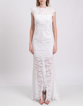 RRP€540 RACHEL ZOE Lace Trumpet Wedding Dress Size US 8 / M Open Back Cap Sleeve gallery photo number 5