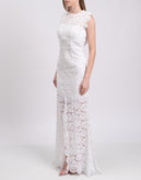 RRP€540 RACHEL ZOE Lace Trumpet Wedding Dress Size US 8 / M Open Back Cap Sleeve gallery photo number 6