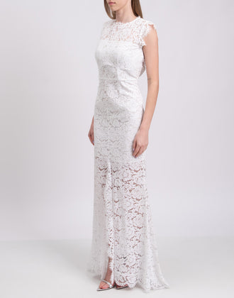 RRP€540 RACHEL ZOE Lace Trumpet Wedding Dress Size US 8 / M Open Back Cap Sleeve gallery photo number 6