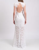 RRP€540 RACHEL ZOE Lace Trumpet Wedding Dress Size US 8 / M Open Back Cap Sleeve gallery photo number 7