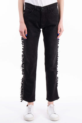 RRP €295 MESSAGERIE PATRIZIO PISCAGLIA Jeans W25 Garment Dye Pom Pom & Tassel gallery photo number 2