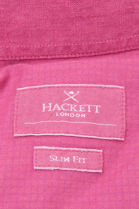 RRP €205 HACKETT Linen Shirt Size S Garment Dye Round Hem Spread Collar Slim Fit gallery photo number 8