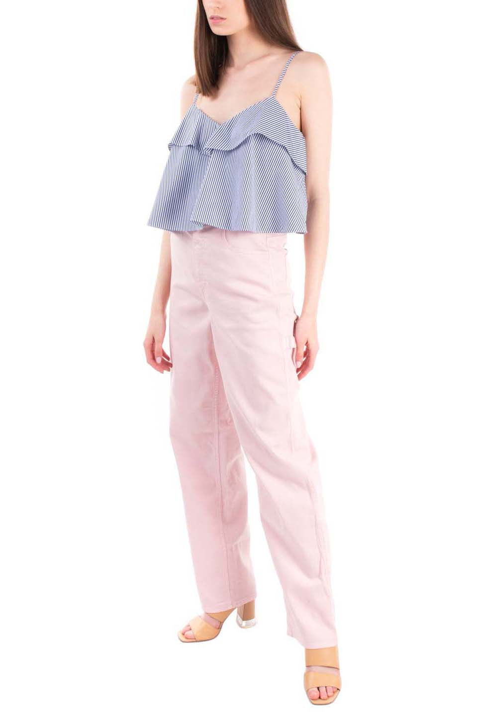 RRP €350 TIBI Denim Carpenter Trousers W30 Stretch Pink Zip Fly Wide Leg gallery main photo