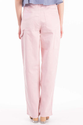 RRP €350 TIBI Denim Carpenter Trousers W30 Stretch Pink Zip Fly Wide Leg gallery photo number 4