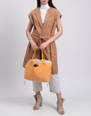BLU BYBLOS Tote Bag Large Logo Detail Slouchy Design Drawstring Closure gallery photo number 2