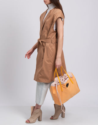 BLU BYBLOS Tote Bag Large Logo Detail Slouchy Design Drawstring Closure gallery photo number 3