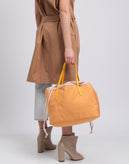 BLU BYBLOS Tote Bag Large Logo Detail Slouchy Design Drawstring Closure gallery photo number 5